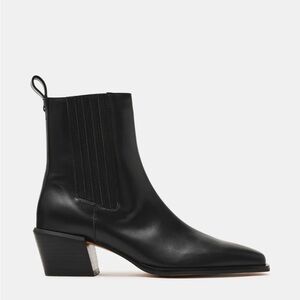 Steve Madden Darsen Black Leather Chelsea Ankle Boots Booties 8 YSL Square Toe